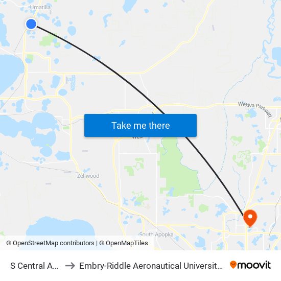 S Central Ave/Mills St to Embry-Riddle Aeronautical University (Metro Orlando Campus) map