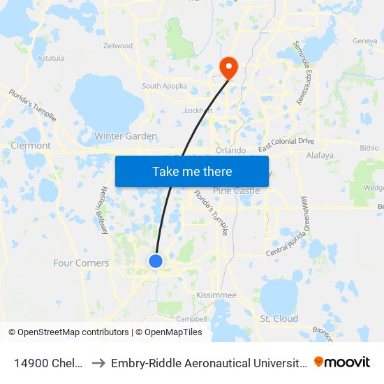 14900 Chelonia Pkway to Embry-Riddle Aeronautical University (Metro Orlando Campus) map