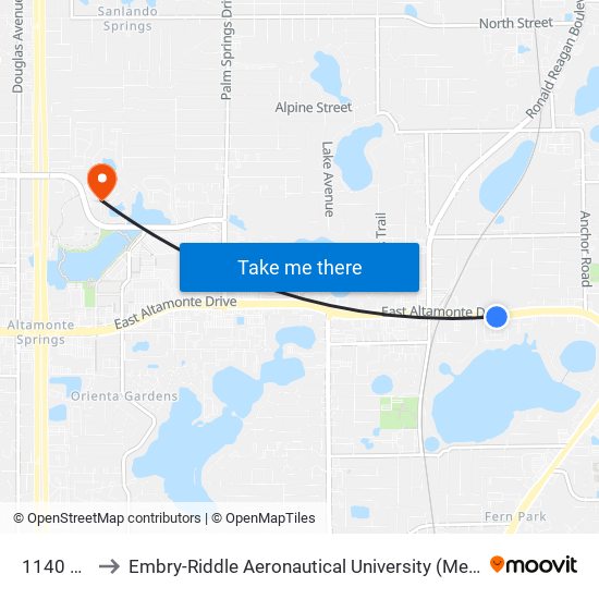 1140 Fl-436 to Embry-Riddle Aeronautical University (Metro Orlando Campus) map