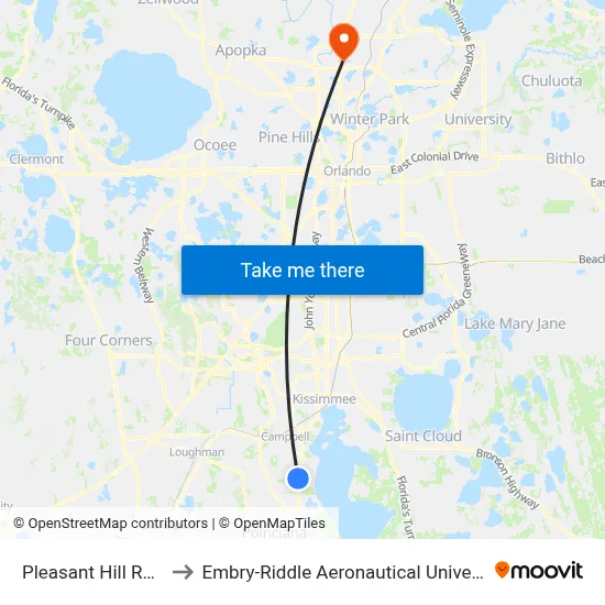 Pleasant Hill Rd & Stewart Blvd to Embry-Riddle Aeronautical University (Metro Orlando Campus) map