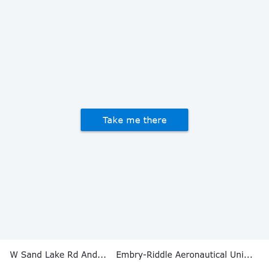 W Sand Lake Rd And Sand Lake Pointe Loop to Embry-Riddle Aeronautical University (Metro Orlando Campus) map
