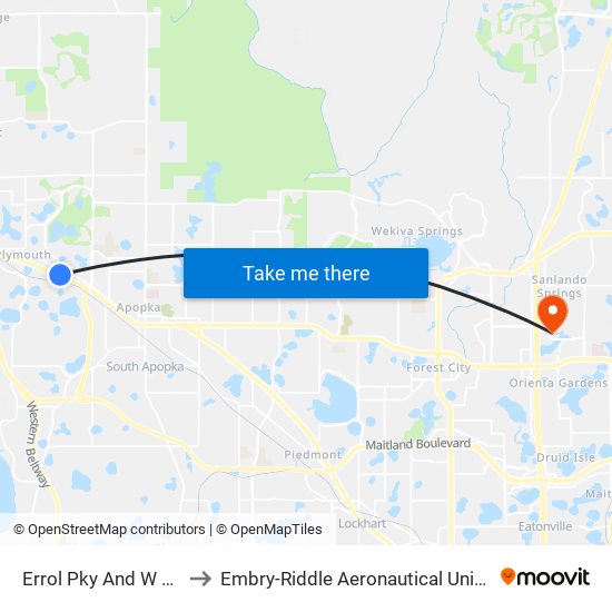 Errol  Pky And W Orange Blossom  Trl to Embry-Riddle Aeronautical University (Metro Orlando Campus) map