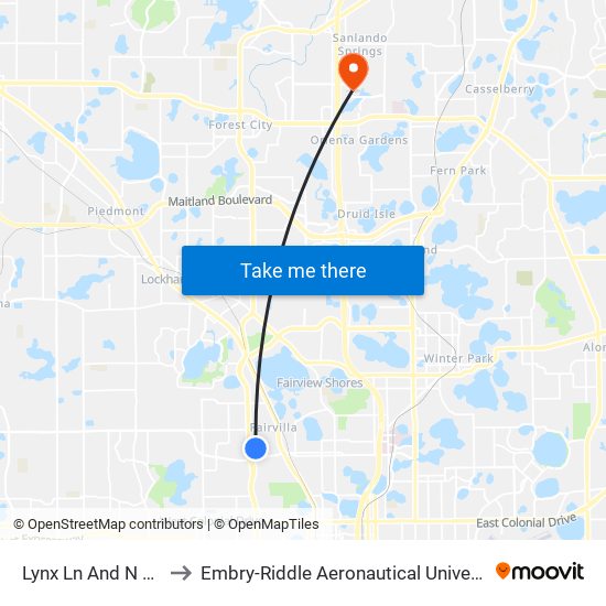 Lynx Ln And N John Young Pky to Embry-Riddle Aeronautical University (Metro Orlando Campus) map