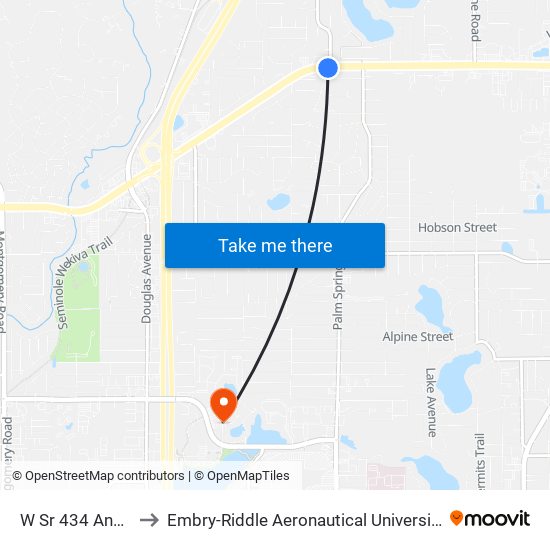 W Sr 434 And Tollgate Trl to Embry-Riddle Aeronautical University (Metro Orlando Campus) map