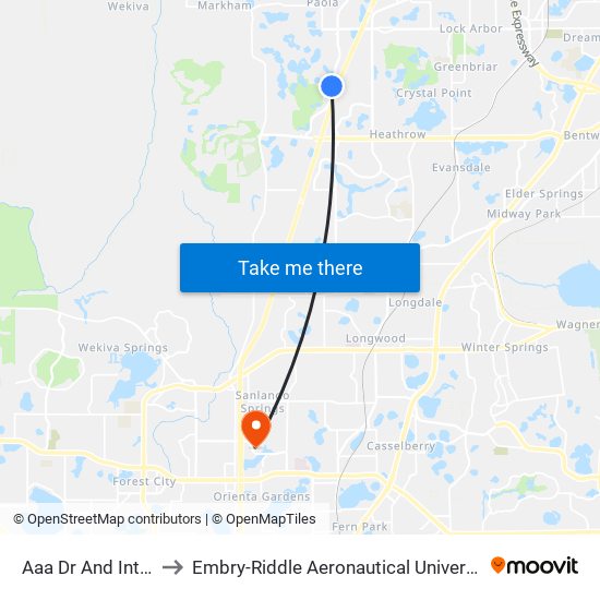 Aaa Dr And International Pky to Embry-Riddle Aeronautical University (Metro Orlando Campus) map