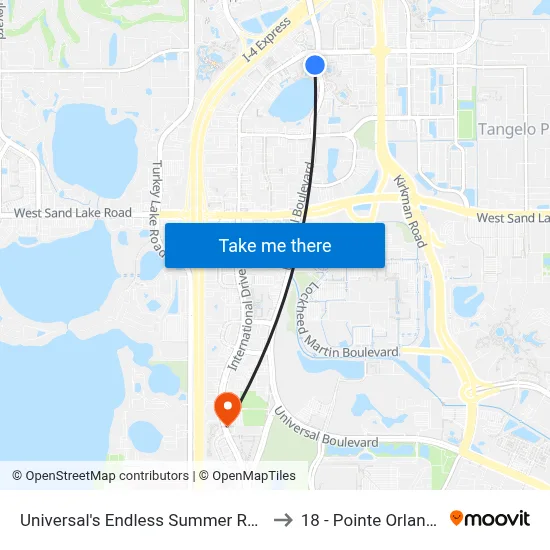 Universal's Endless Summer Resort – Surfside Inn And Suites to 18 - Pointe Orlando / WonderWorks map