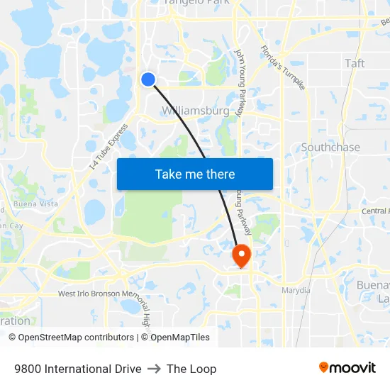 9800 International Drive to The Loop map