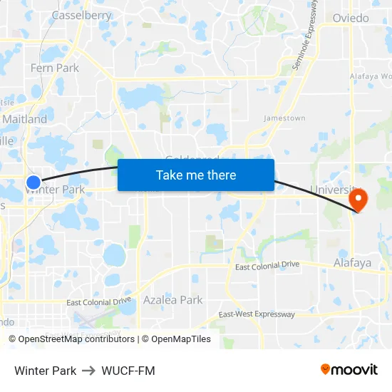 Winter Park to WUCF-FM map