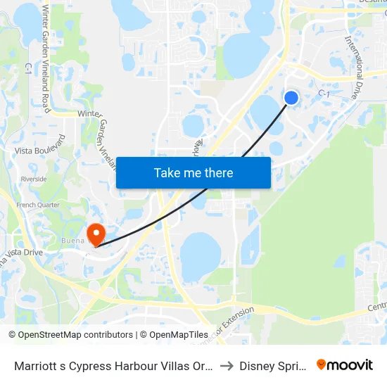 Marriott s Cypress Harbour Villas Orlando to Disney Springs map