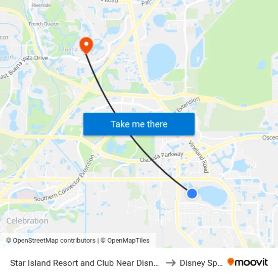 Star Island Resort and Club Near Disney Kissimmee to Disney Springs map