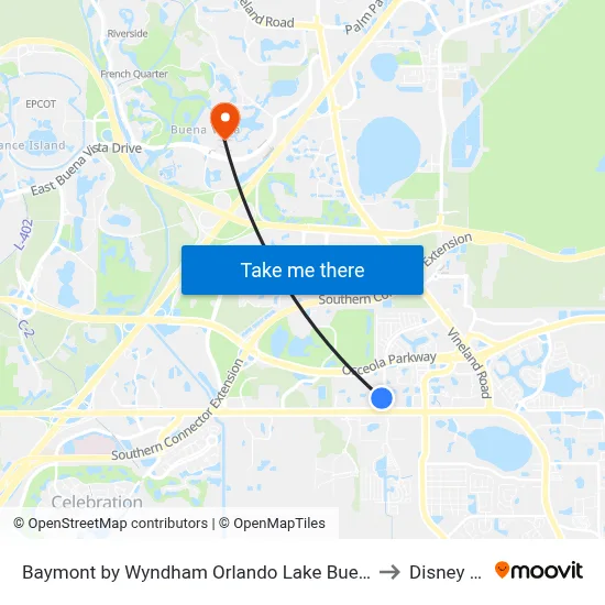 Baymont by Wyndham Orlando Lake Buena Vista South, Kissimmee to Disney Springs map