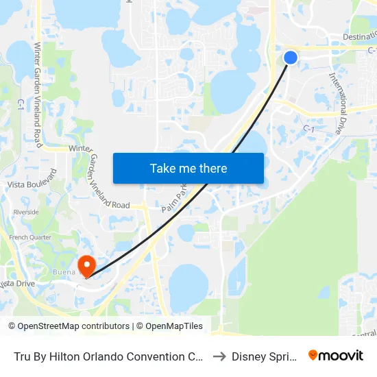 Tru By Hilton Orlando Convention Center to Disney Springs map