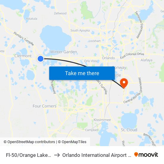 Fl-50/Orange Lake Blvd to Orlando International Airport - MCO map