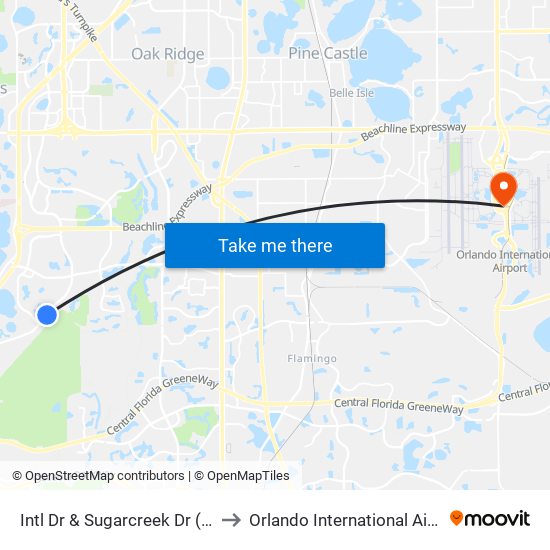 Intl Dr & Sugarcreek Dr (Orchid Bay) to Orlando International Airport - MCO map