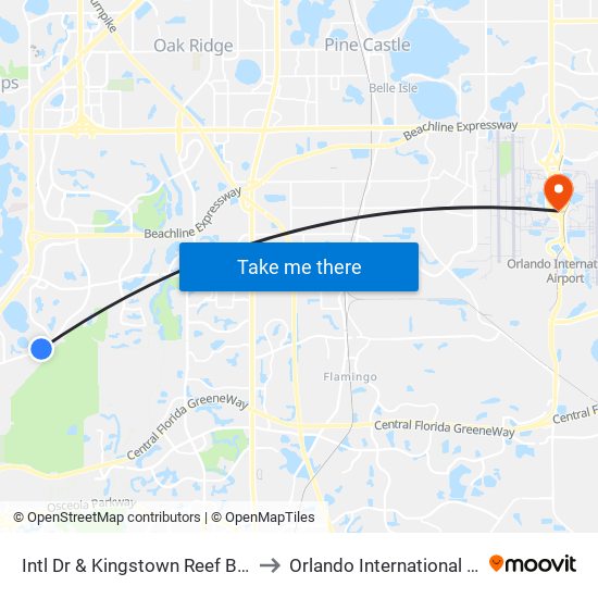 Intl Dr & Kingstown Reef Blvd (Worldmark) to Orlando International Airport - MCO map