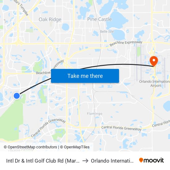 Intl Dr & Intl Golf Club Rd (Marriott’S Grande Vista Resort) to Orlando International Airport - MCO map