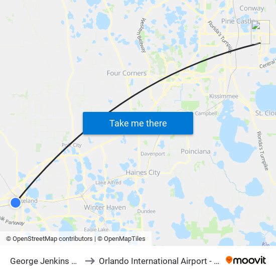 George Jenkins Blvd to Orlando International Airport - MCO map