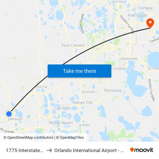1775 Interstate Dr to Orlando International Airport - MCO map