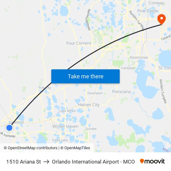 1510 Ariana St to Orlando International Airport - MCO map