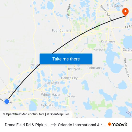 Drane Field Rd & Pipkin Creek Rd to Orlando International Airport - MCO map