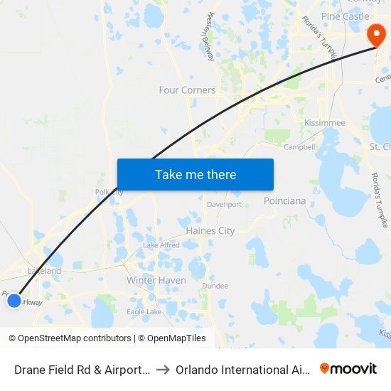 Drane Field Rd & Airport Access Rd to Orlando International Airport - MCO map