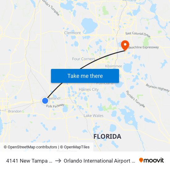 4141 New Tampa Hwy to Orlando International Airport - MCO map