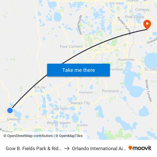 Gow B. Fields Park & Ride @ Us 98 N to Orlando International Airport - MCO map