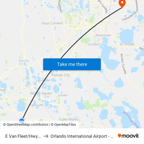 E Van Fleet/Hwy 60 to Orlando International Airport - MCO map