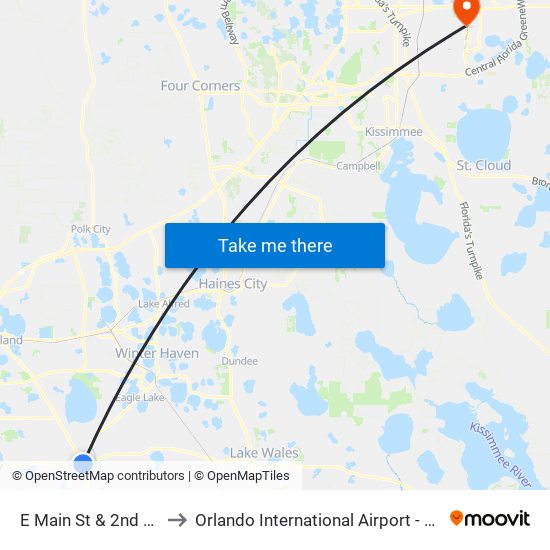E Main St & 2nd Ave to Orlando International Airport - MCO map