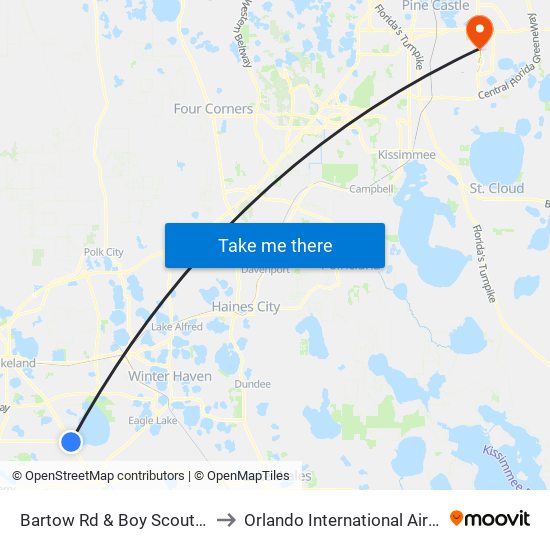 Bartow Rd & Boy Scout Rd (540a) to Orlando International Airport - MCO map