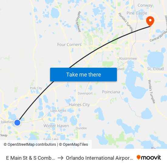 E Main St & S Combee Rd to Orlando International Airport - MCO map