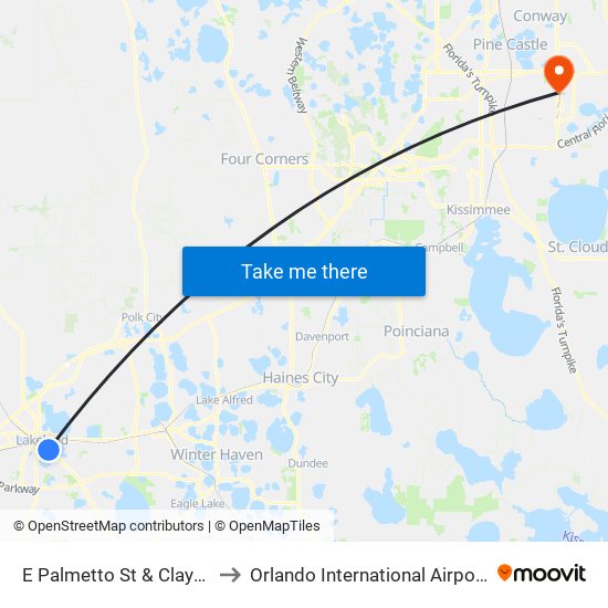 E Palmetto St & Clayton Ave to Orlando International Airport - MCO map