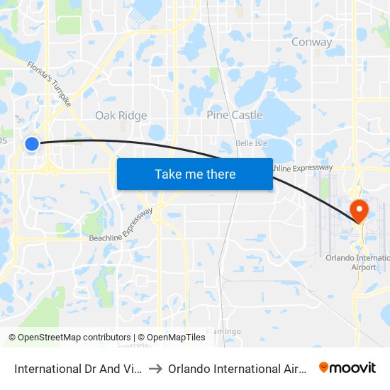 International Dr And Visitors Cir to Orlando International Airport - MCO map