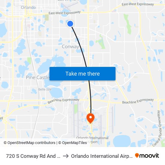 720 S Conway Rd And Loring Pl to Orlando International Airport - MCO map