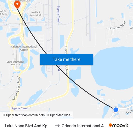 Lake Nona Blvd And Kpmg Lakehouse to Orlando International Airport - MCO map