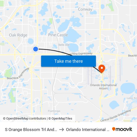 S Orange Blossom Trl And Counselor Row to Orlando International Airport - MCO map