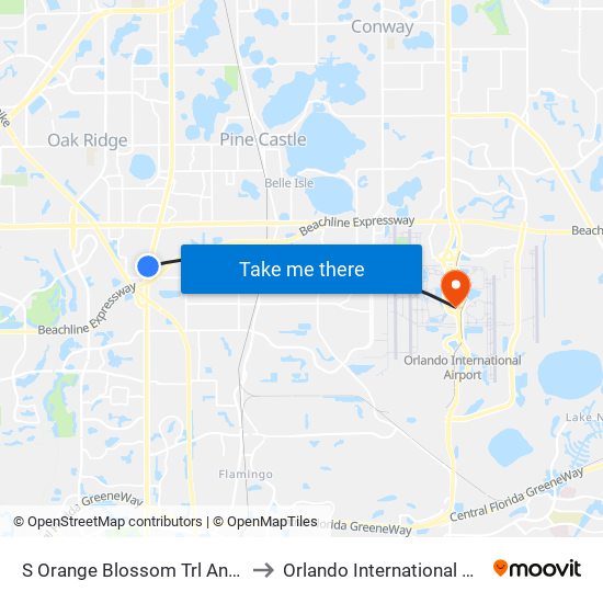 S Orange Blossom Trl And La Quinta Dr to Orlando International Airport - MCO map