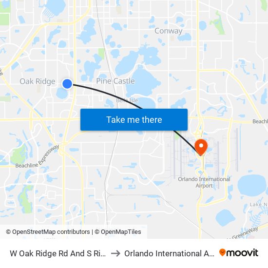 W Oak Ridge Rd And S Rio Grande Ave to Orlando International Airport - MCO map