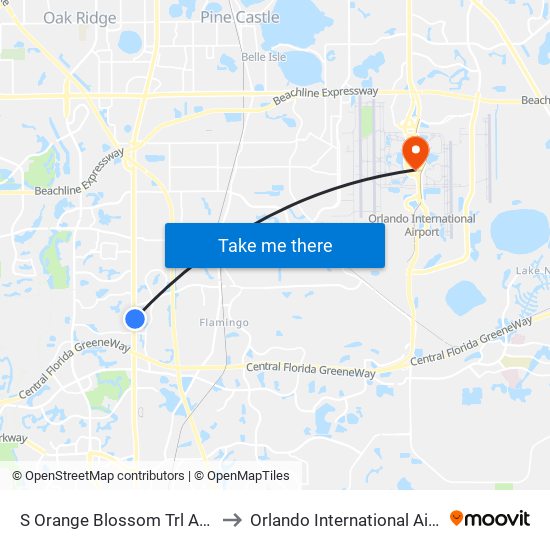 S Orange Blossom Trl And Stable Dr to Orlando International Airport - MCO map