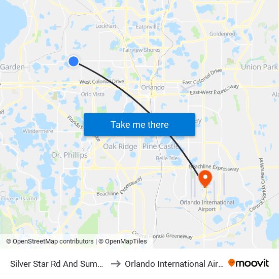 Silver Star Rd And Summer Glen Dr to Orlando International Airport - MCO map