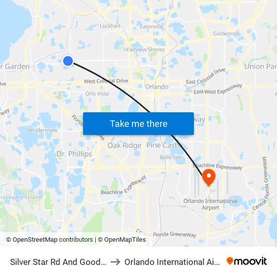 Silver Star Rd And Good Homes Rd to Orlando International Airport - MCO map