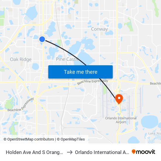 Holden Ave And S Orange Blossom Trl to Orlando International Airport - MCO map