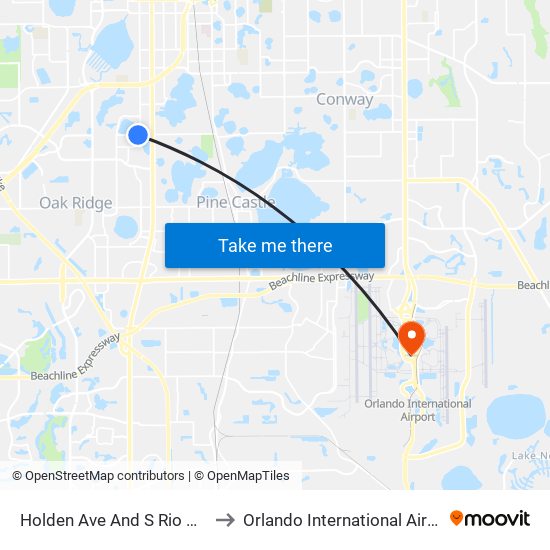 Holden Ave And S Rio Grande Ave to Orlando International Airport - MCO map