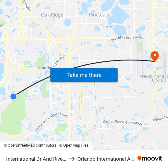 International Dr And Riveroaks Bay Dr to Orlando International Airport - MCO map