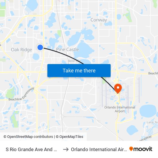 S Rio Grande Ave And Wakulla Way to Orlando International Airport - MCO map