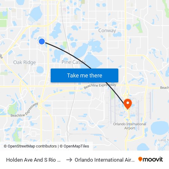 Holden Ave And S Rio Grande Ave to Orlando International Airport - MCO map