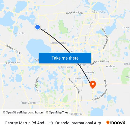George Martin  Rd And Holly  St to Orlando International Airport - MCO map