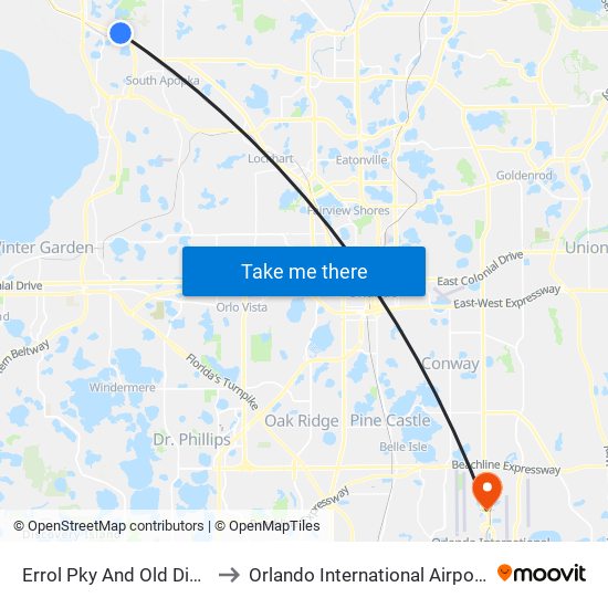 Errol  Pky And Old Dixie  Hwy to Orlando International Airport - MCO map
