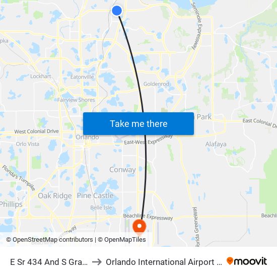 E Sr 434 And S Grant St to Orlando International Airport - MCO map