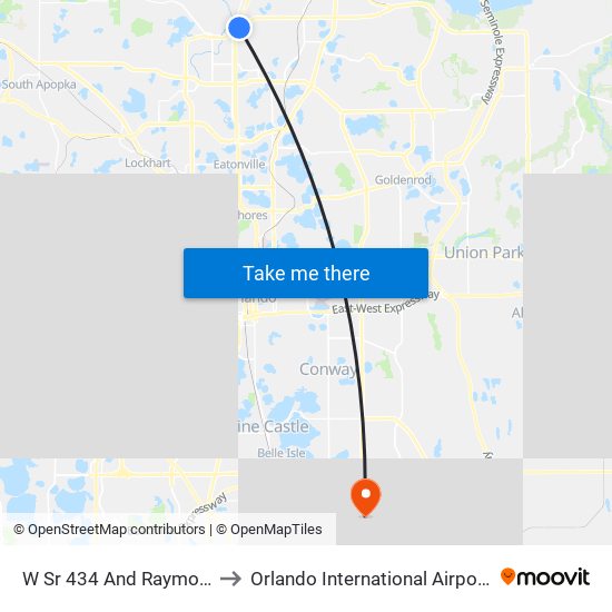W Sr 434 And Raymond Ave to Orlando International Airport - MCO map